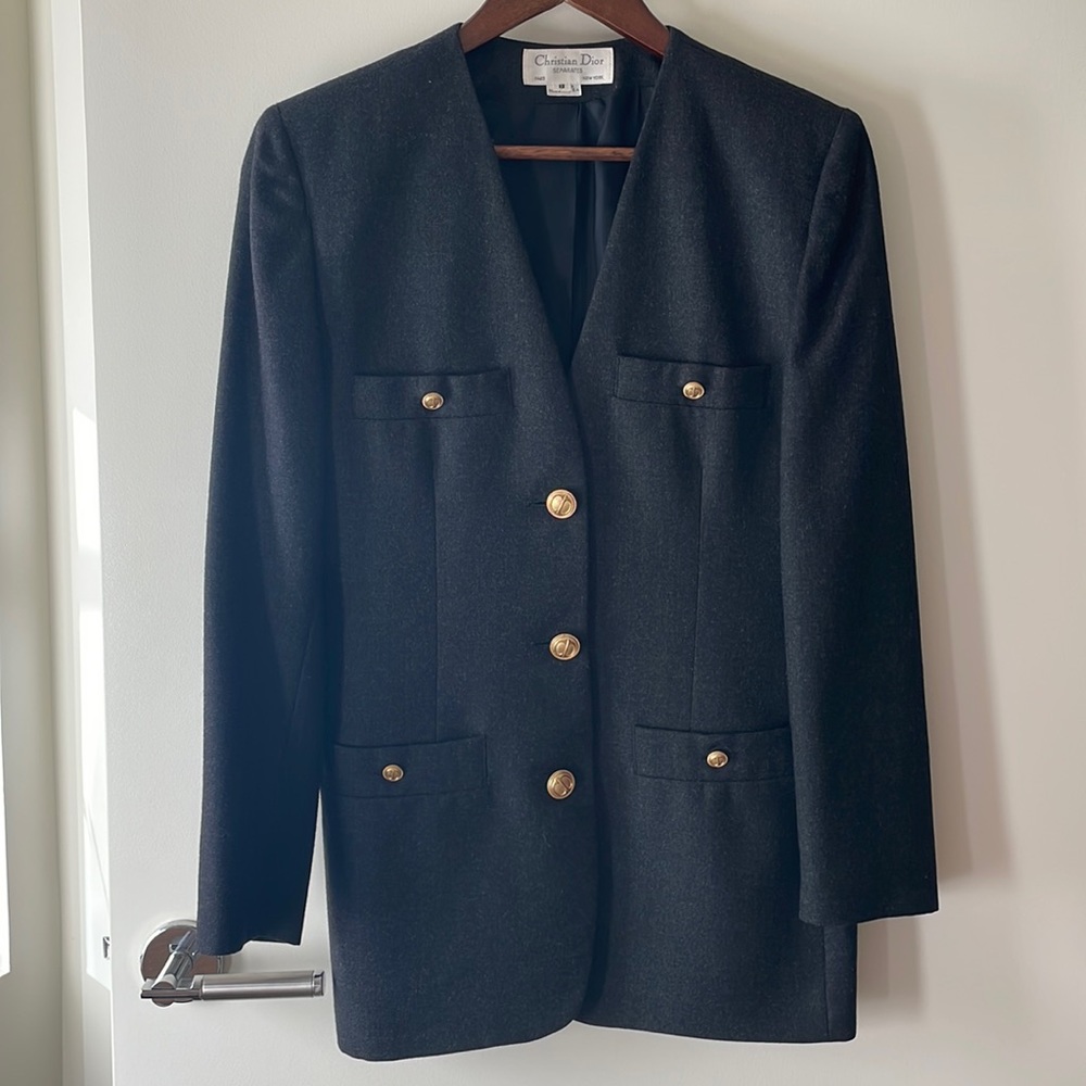 Christian Dior 100% Wool Blazer with Gold Buttons